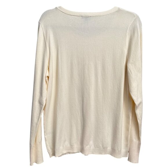 Talbots Womens Cream Long-Sleeve Sweater Sz L 58% Cotton 25% Modal Soft Knit Top - Picture 9 of 12